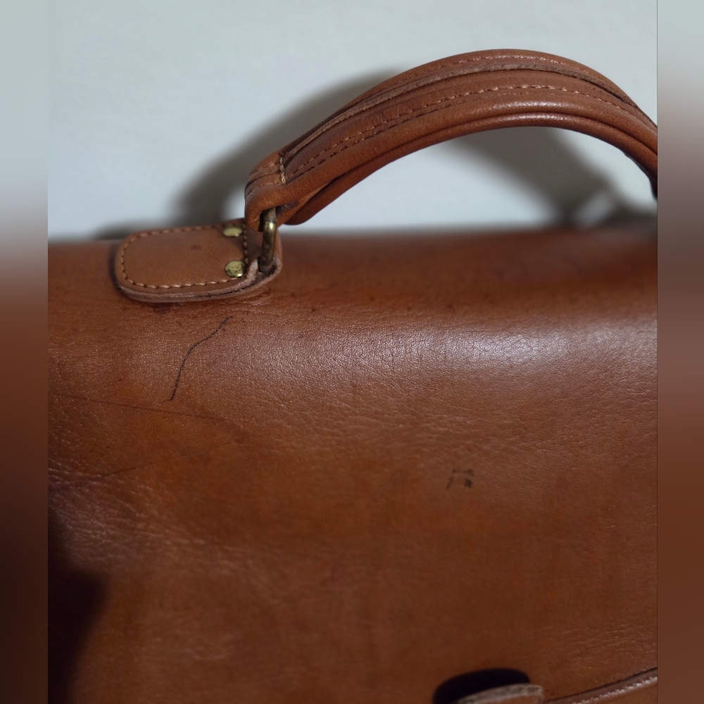 Vintage Coach Leather British Tan Morgan Briefcase Crossbody - Picture 5 of 16